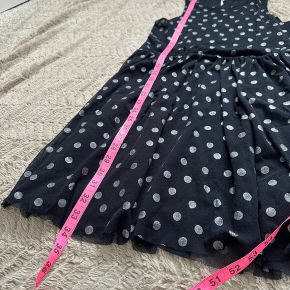 FREE PEOPLE Sheer Lace Metallic Drop Waist Black White Polka Dot Mini Dress - Picture 7 of 10